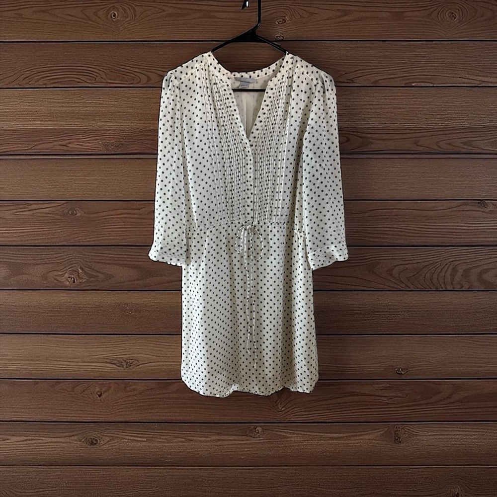 ❤️🍂H&M Cream Long Sleeve Dress with Black Dots